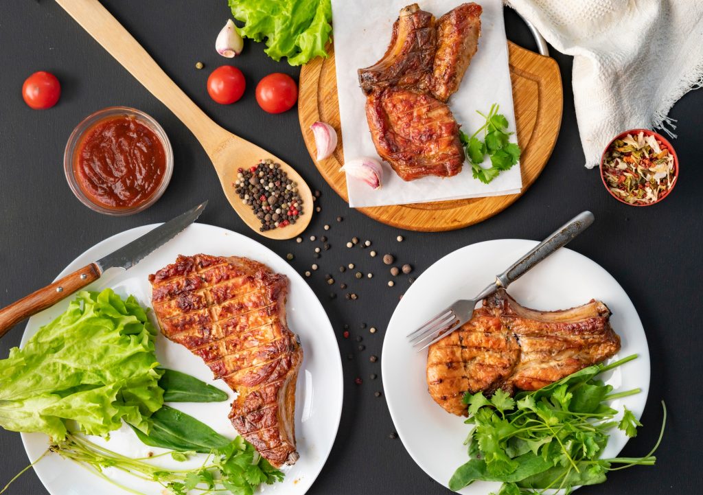 served meal in the plates, junk dinner, food in the restaurants